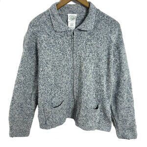 Vintage Made in Scotland Silk Lambswool Cardigan Laura Ashley Marled Knit XL